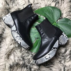 UO reptile skin platform boots